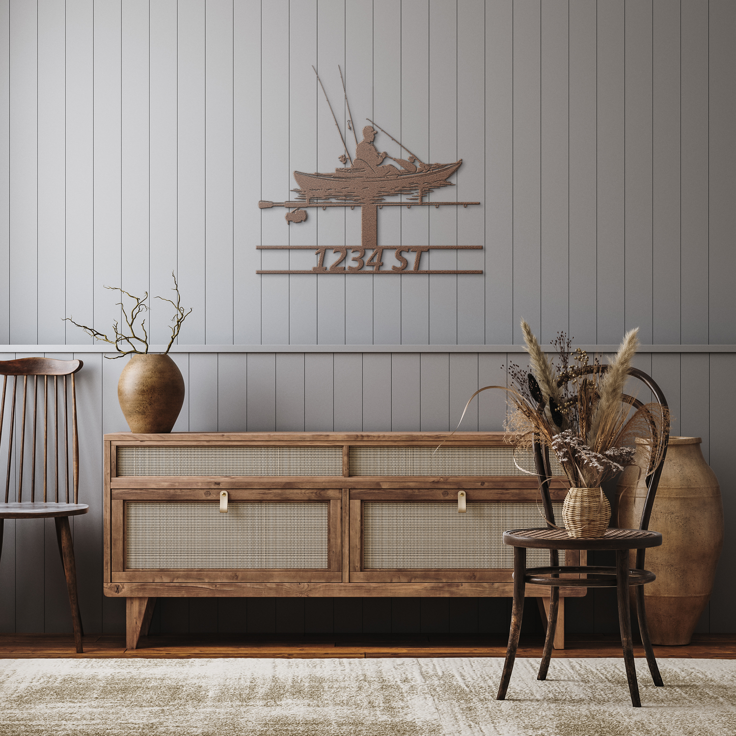 Kayak_street_sign_metal_signs_Copper_Rustic_Hallway_Mockup.png