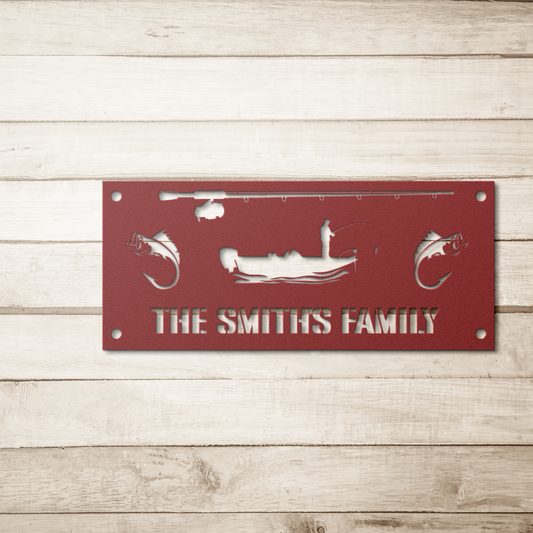 Custom_family_name_Metal_Sign_Boat_exci_Red_Simple_Wood_BKGD_Mockup.png